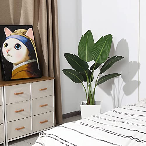 Ferrgoal Artificial Bird Of Paradise Plants 4 Ft Fake Tropical Palm Tree With 8 Trunks In Pot And Woven Seagrass Belly Basket Perfect Faux Plant For Home Indoor Outdoor Office Modern Decor Green 1 Pc… #TOP2