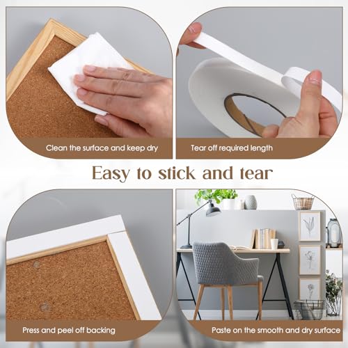 Image of Tatuo 2 Rolls Double Sided Foam Tape PE Foam Tape Sponge Soft Mounting Adhesive for DIY Craft Picture Poster Hanging (1 /2 Inch by 33 Feet,White)