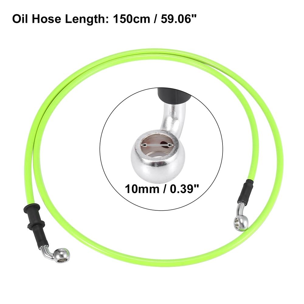 DAVBIR Moto Tubo Freno Tubo Flessibile Intrecciato Idraulico in Acciaio Inossidabile Rinforzato Verde per Moto da 40 Cm Tubo Flessibile Universale per Olio Frizione Freno(150cm)