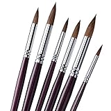 6pcs Round Point Tip Paint Brush Set  Sable Hair Artist Quality Art Painting Brush