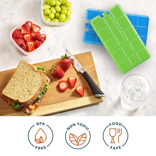 sunVigorous Kühlakkus für Kühltasche, 2/4/8 Stück à 200 ml, Wiederverwendbarer Ultradünner Kühlelement, Geeignet für Outdoor, um Lebensmittel Frisch zu Halten (Blau1+Grün1) 4
