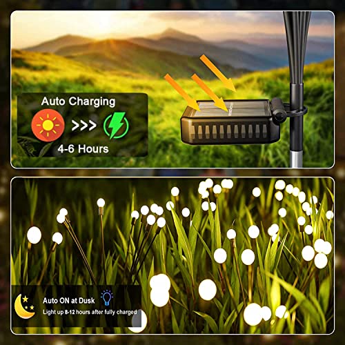 Solar Firefly Lights Outdoor Waterproof , Swaying Garden Lights Patio Lights Fairy Lights, Firefly Lights Solar Outdoor, Starburst Garden Lights For Path Fence, Swaying When Wind Blows (4 Pack) #TOP1