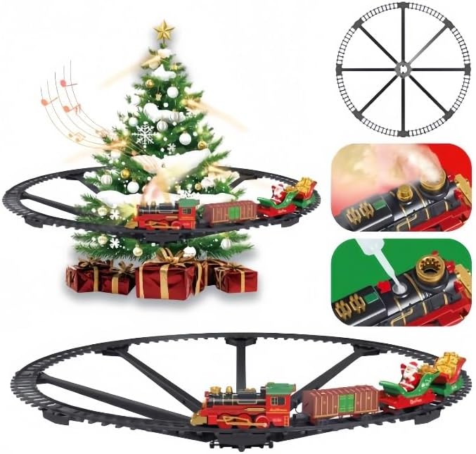 Miniatura 2 de Juego de tren colgante para árbol de Navidad, 2 en 1 con luces y música, modelo festivo de tren para debajo o alrededor del árbol de Navidad,