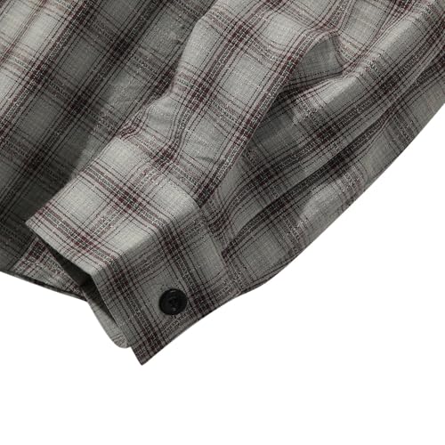 Flannel Shirt for Men Casual Long Sleeve Plaid Shirts Fall Winter Fashion Button Down Wide Lapel Shirt Jacket4
