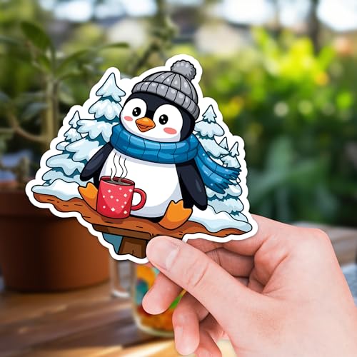 Image of Penguin Sticker 8 Pcs (Large Size) Vinyl Stickers Laptop Waterproof Decal for Car Bumper Water Bottle Notebook Luggage Window Funny Party Birthday Decorations - Size 4 Inches