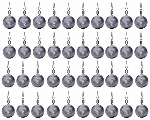 Magnoloran 40Pcs Round Fishing Weights Sinkers Ball Fishing Weights Casting Drop Shot Sinkers Catfishing Sinkers Lead Weights Sinkers with Barrel Swivels for Saltwater Freshwater Fishing-1/4oz(7g)