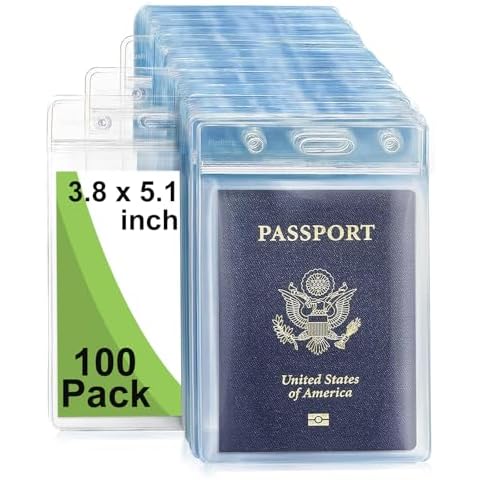 Fushing Pack of 100 Clear Plastic Vertical Badge Holders, Name Tag Holders, Card Holders (XL) Cover
