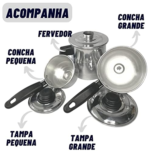 Cuscuzeiro Individual Com 2 Conchas Prático Porção Única Serve 1 ou 2 Pessoas (Polido)