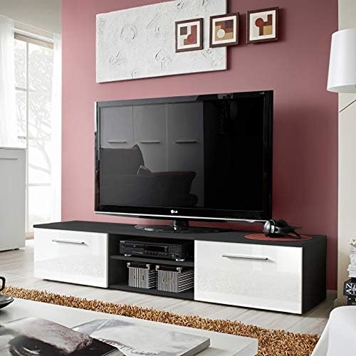 MAS Galino C Wall Unit Living Room Set 320cm Wide High Gloss TV Stand Two Shelves Two Display Cabinets Glass Doors LED Lights