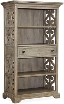 Magnussen Tinley Park Pine Solid Wood Bookcase in Dovetail Gray