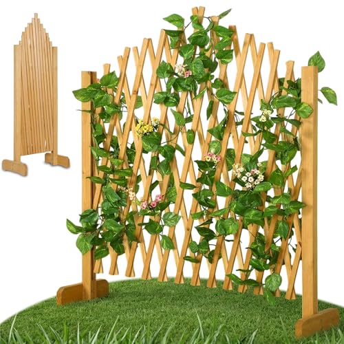 GARDEBRUK® Celosía Extensible Madera hasta 200cm Plantas Trepadoras Enrejado Jardín Valla Separador Terraza