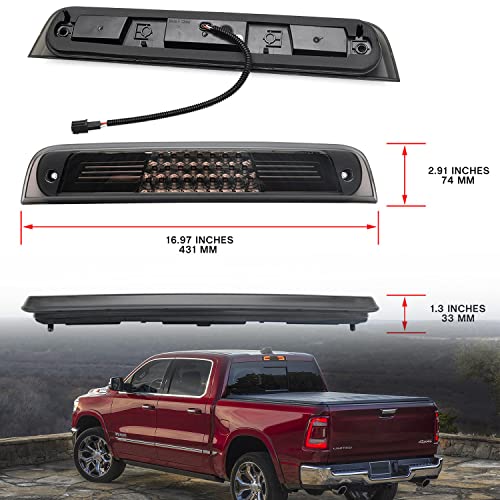 Nslumo Led Third Brake Light Replacement For 2019 2020 2021 2022 2023 Ram 1500 Pickup Trucks Red Led 3Rd Brake Center High Mount Stop Lamp White Cab Cargo Light Smoked Lens Truck Bed Chmsl #TOP5