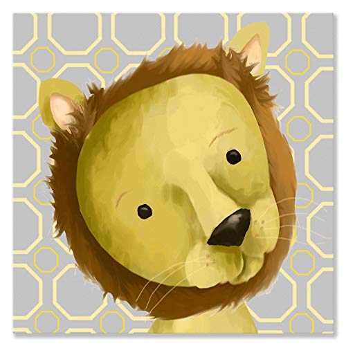 Oopsy Daisy Canvas Wall Art Rauri The Lion Yellow and Grey by Meghann O'Hara, 10 by 10-Inch