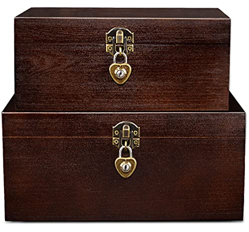 Set of 2 Wood Storage Box with Lock and Keys