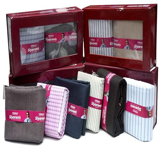 its' fashion impact Siyaram's Men's Poly Cotton Unstitched Pre-Matched Maker Shirt and Trouser Combo Gift (Multicolour, Free Size) Pack of 5-picture-18