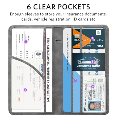 Image of CoBak Car Registration and Insurance Holder | Vehicle Glove Box Organizer, Auto Truck Compartment Document Case with Magnetic Closure for Insurance & Driver License