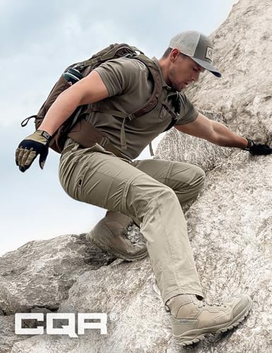 Image of CQR Men's Convertible Cargo Tactical Pants, Water Resistant Outdoor Hiking Pants, Zip Off Lightweight Stretch Work Pants