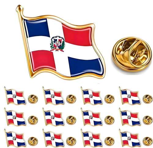 12/25/50pcs small metal Dominican flag lapel pin Dominican Republic Pin for Suit Jacket Dominica Flag Pins Bulk (100)