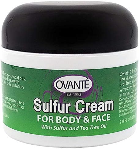 Sulfur Cream With Tea Tree Oil & Zinc Oxide - Itch Relief for Sensitive, Dry & Mature Skin - sulfur Cream for Skin, Athlete’s Foot & Jock Itch Dry Skin Irritation Relief - 2.0 Oz