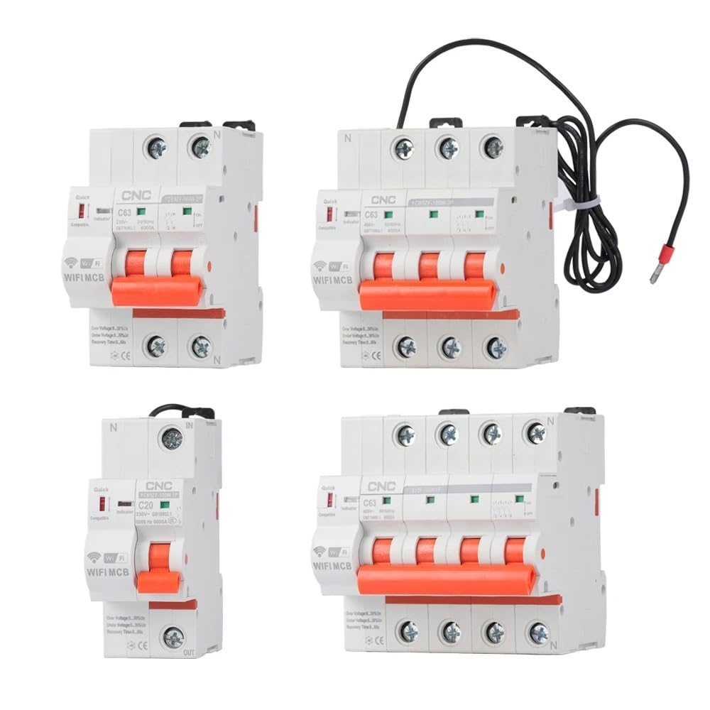 Diferencial Auto Rearmable Interruptor de circuito riel con temporizador y control remoto, interruptor inteligente automático(1P,63A)