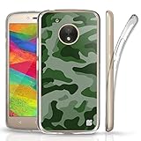 Flexible Soft TPU Gel Skin [Ultra Lightwight] Case [Scratch-Proof] Cover Compatible with Motorola Moto E 4th Generation/Moto E4 (XT1723/XT1768) - Green Camo