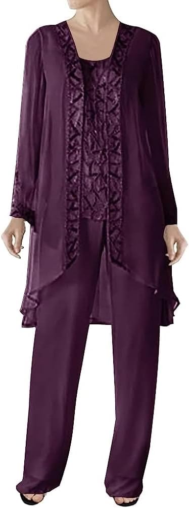 Mother Formal Chiffon Pants Suits Mother of The Bride Shiny Dresses Wedding Guest Outfits for Women