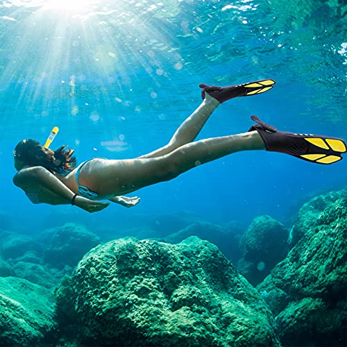 Tongtai Mask Fin Snorkel Set With Adult &Kids Snorkeling Gear, Panoramic View Diving Mask,Trek Fin,Dry Top Snorkel +Travel Bags, Professional Snorkel For Lap Swimming #TOP1