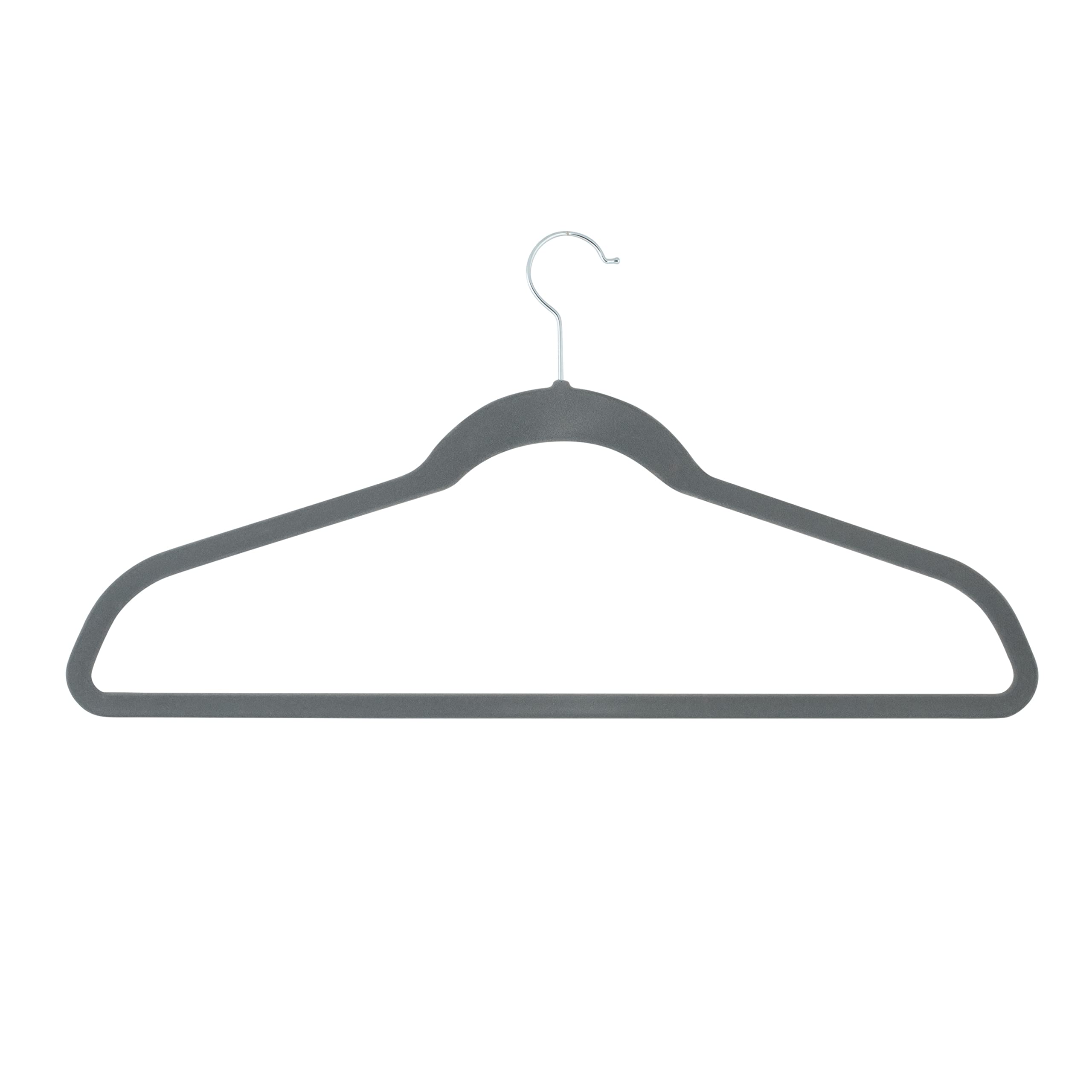 Simplify Perchas de terciopelo extra anchas de 21 pulgadas, paquete de 24, diseño delgado, resistentes, soportan 10 libras, organización del armario, camisa y ropa, color gris