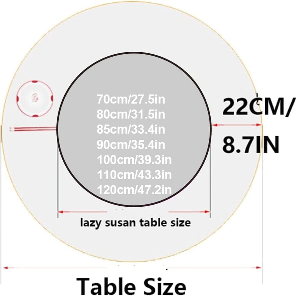 Oak Large Lazy Susan Turntable Tabletop Round Rotating Wooden Serving Tray for Dining Table Kitchen Table Top Centerpiece, Multi-Color,Yellow,110cm/43in