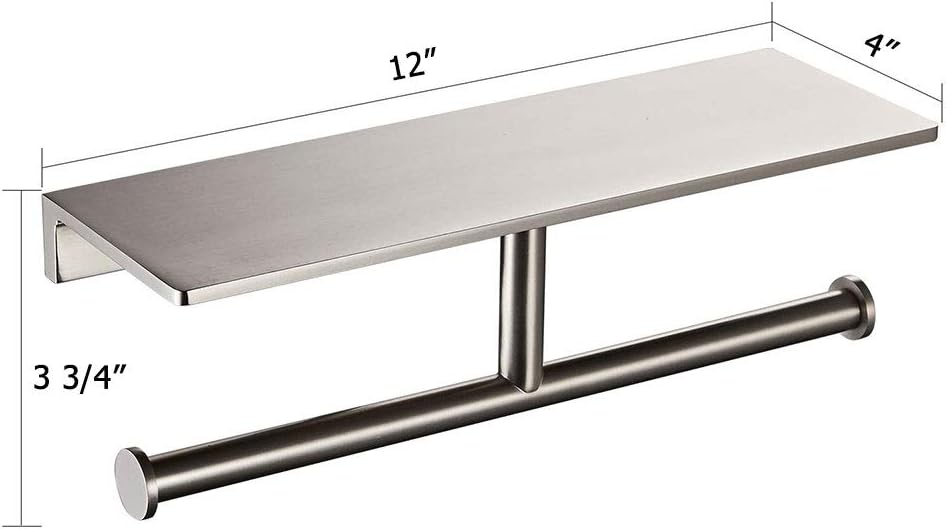 Best Promo Sanliv Double Roll Bathroom Toilet Tissue Holder, Wall Mounted Hotel Style Paper Towel Dispenser with Solid Brass Storage Shelf in Brushed Satin Nickel Finish