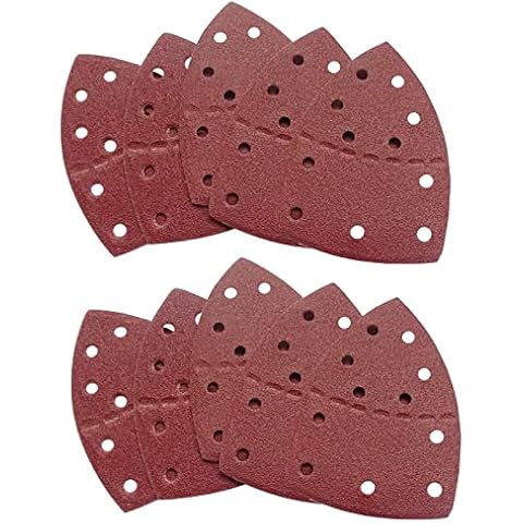 10 Pcs Sandpaper Self Adhesive Sanding Paper Red Triangle Sanding Pads for Metal Aluminum Woodworking Wall Furniture Industrial Polishing Cover