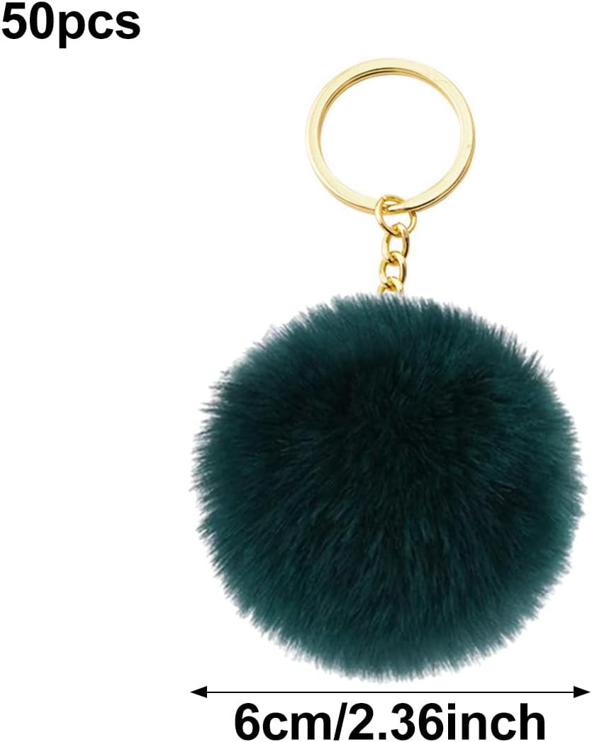 50PCS Faux Fur Pom Pom for Men Women, 2.36in Fluffy Pompoms with Elastic Loop