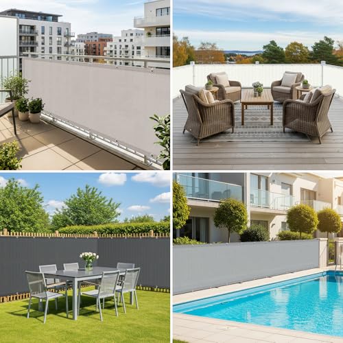 SUNNY GUARD Balkon Sichtschutz Wetterfest 80x600cm Balkonverkleidung Balkonabdeckung Balkonumspannung UV-Schutz Windschutz mit Kabelbinder,Anthrazit