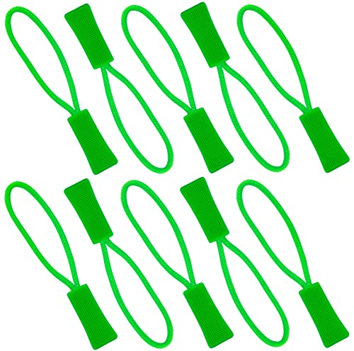 AERZETIX - C66265 - Juego de 10 Cordones/tiradores decorativos con punta en plástico para cursor de cremallera - para maleta anorak chaqueta mochila zapatillas - color verde