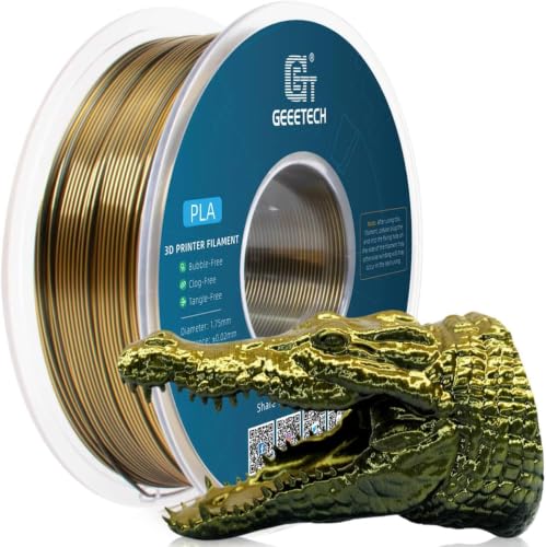 Image of Geeetech Silk PLA Filament 1.75mm Silk Dual Color Filament, Coextrusion Dichromatic Metal-Like Shiny Consumable 1kg (2.2lbs) 1 Spool, Dimensional Accuracy + /- 0.02 mm, Gold Black