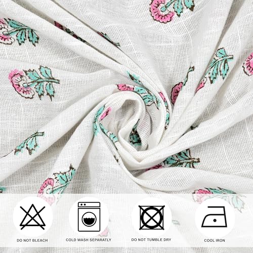 Image of THE LINEN COMPANY Cotton Sheer Printed Curtain for Window Bedroom and Living Roonm Home decor Set of 2 (04 Feet,Royal Rose)