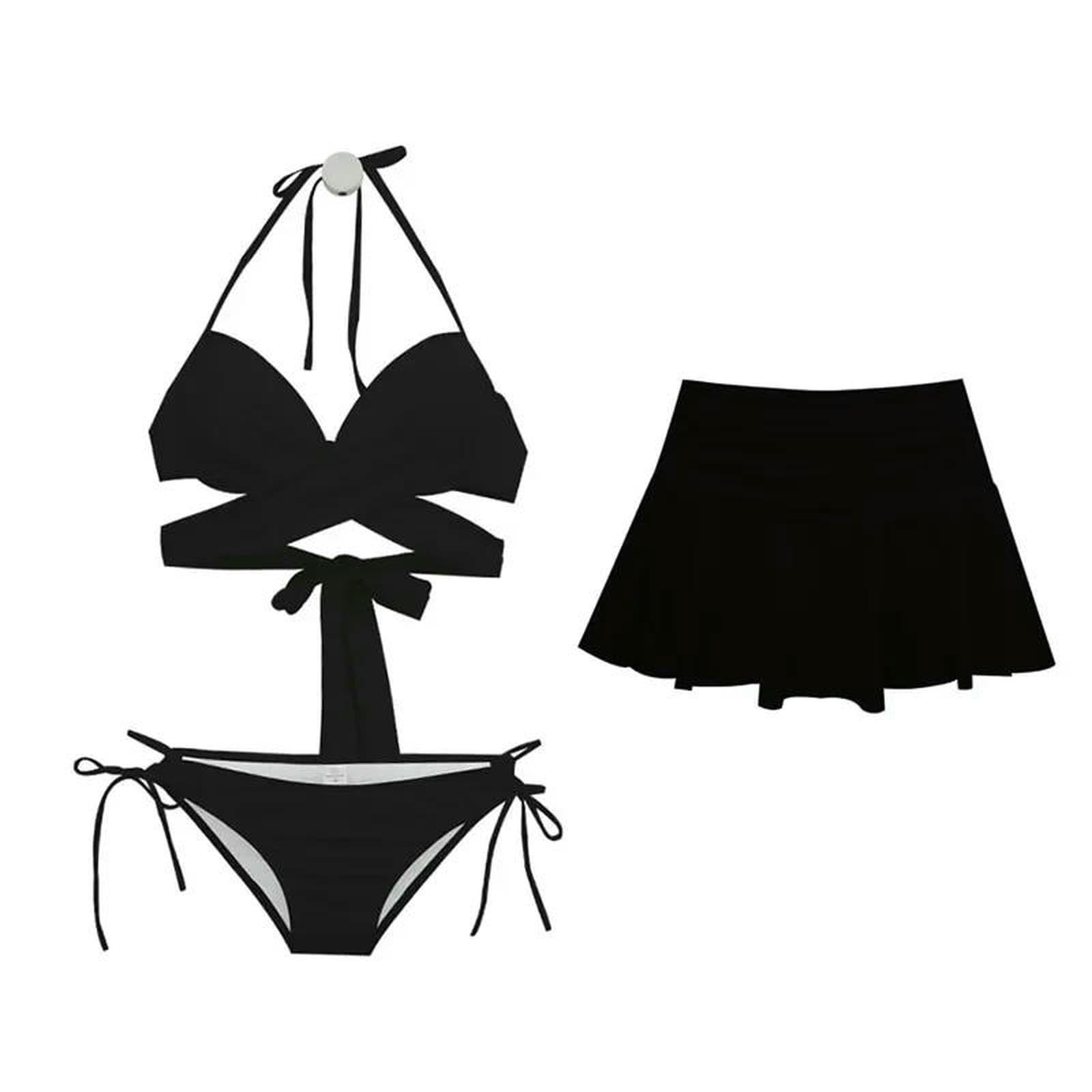 Bikini trois pièces noir de plage pour vos vacances d'été et sessions piscine