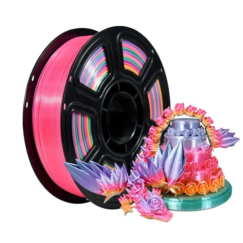 iBOSS PLA+ Silk Candy Rainbow Filament, Silk Multicolour 3D Printer PLA PLUS Filament, Dimensional Accuracy 1.75mm +/- 0