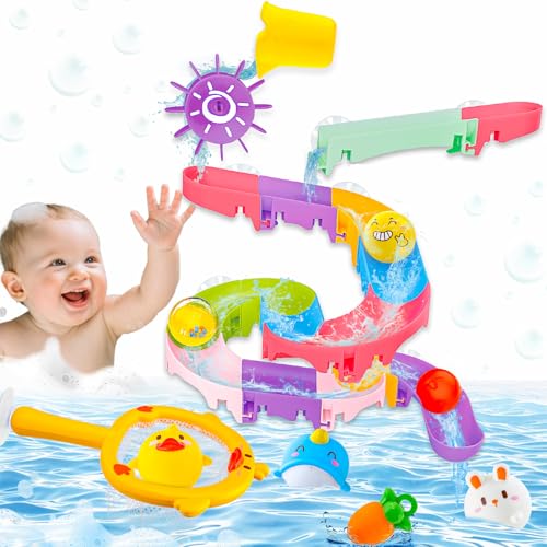 Image of Bath Toys for Toddlers, 33 PCS DIY Water Slide Track Set, Fun Bathtub Toys for Kids Ages 3-8, Birthday Gift for Boys Girls Educational Bath Time Toy