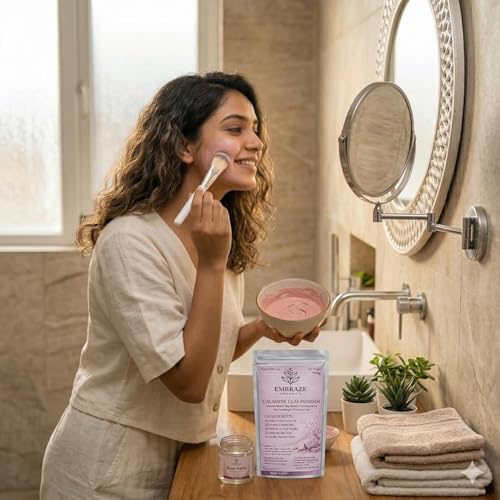 Image of Calamine Clay Powder for Face Pack | Natural Pink Clay for Acne, Pimples, Oil Control & Skin Soothing Care | Deep Cleansing Mineral Clay (100g)