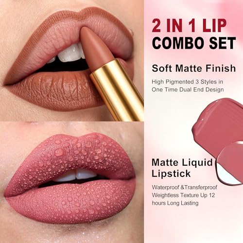 MAKI YIKA Purple Lip Liner Silver Lip Gloss Combo for Women 2in1 Long Lasting Lipsticks for Ombre Lips Waterproof Lipliner Lipstick Vegan Cruelty Free,LGA05 — view 5