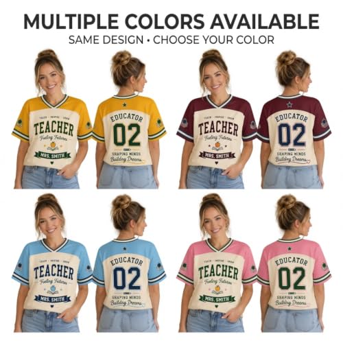 V-DECORPARKS Personalized Teacher Jersey, Teaching Shirt Gift for Educators, Back to School Outfit for Women miniatura 4