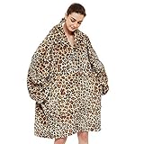 CÓMODO SUÉTER OVERSIZED DE DOBLE CARA: la parte delantera está confeccionada en micropolar de algodón suave y la otra cara está forrada con Sherpa. Esta es una cómoda manta con capucha que te mantiene abrigado de la cabeza a los pies.
