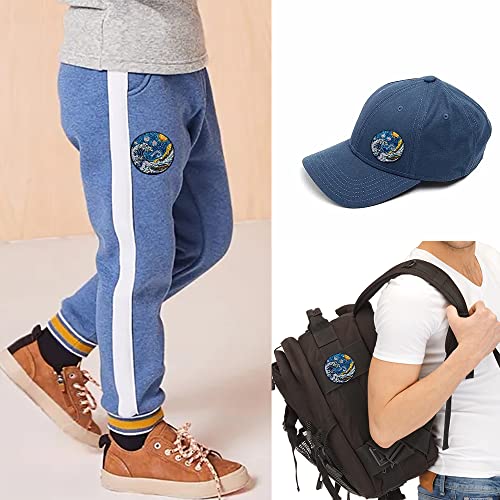 Obokata Embroidered Iron On Patches, Japanese Great Wave Off Patches, Van Gogh Style Kanagawa Badge Sew On Emblem Applique Diy Accessories For Vest Jackets, Clothes, Hats, Bags & Jeans #TOP3