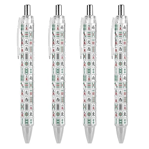 Bolígrafos retráctiles de oficina y hogar Mahjong, pack de 4 unidades