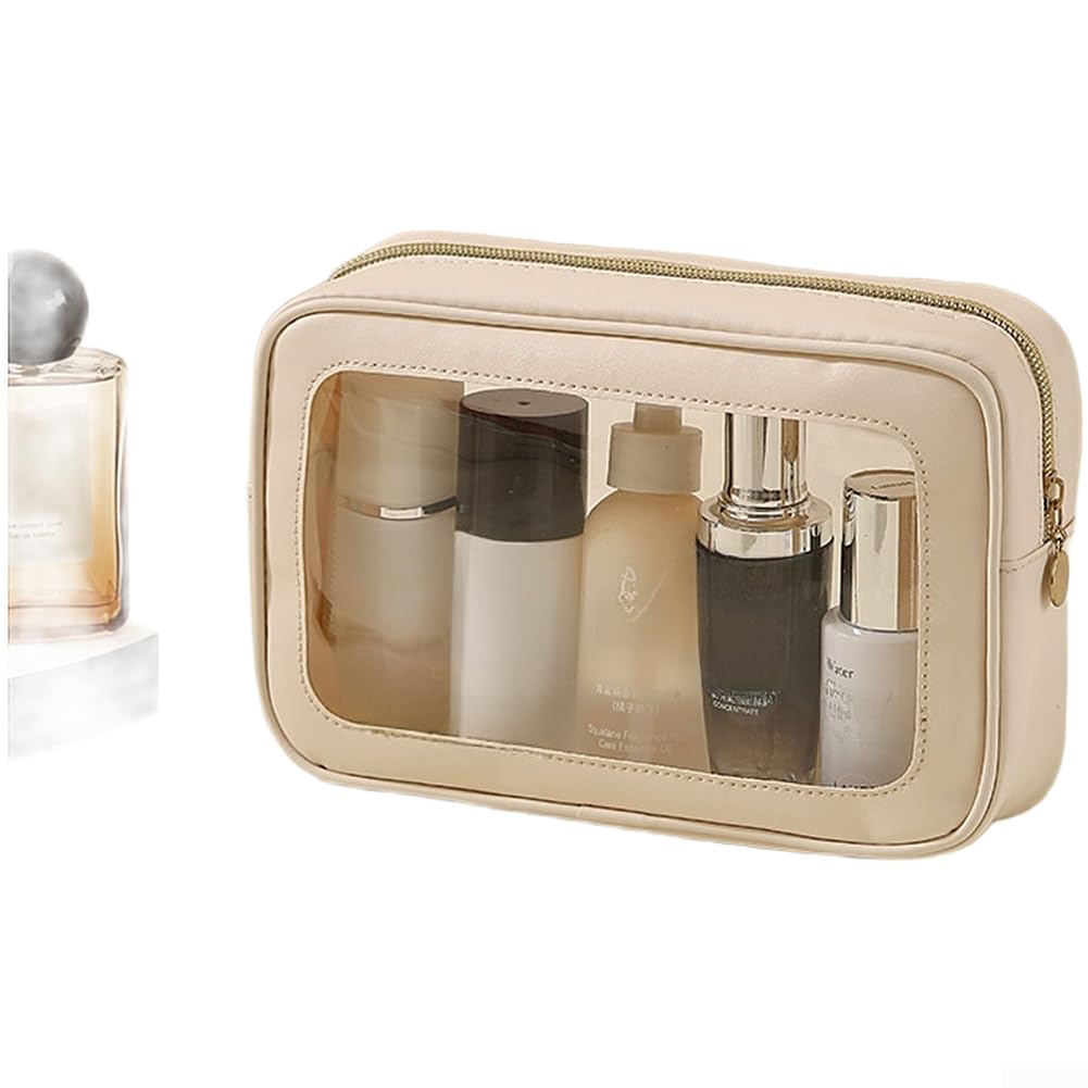Neceser PVC Transparente Grande Impermeable Maquillaje(White In The Middle)