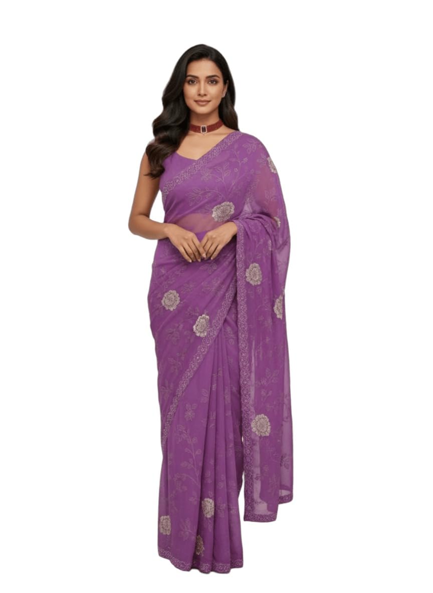 Women’s Elegant Floral Printed Georgette Saree with Blouse Piece-picture-22