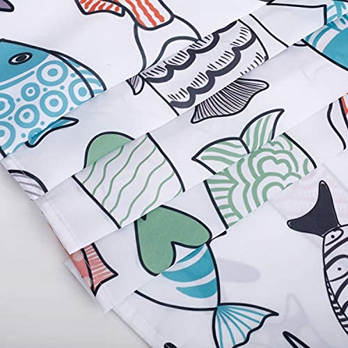 Image of RosieLily Colorful Fishes Shower Curtain, Kids Shower Curtains Set with 12 Hooks, Waterproof Shower Curtain for Bathroom, 72 x 78 Inch, Cartoon Fun Fishes Ocean Animals Bath Curtains