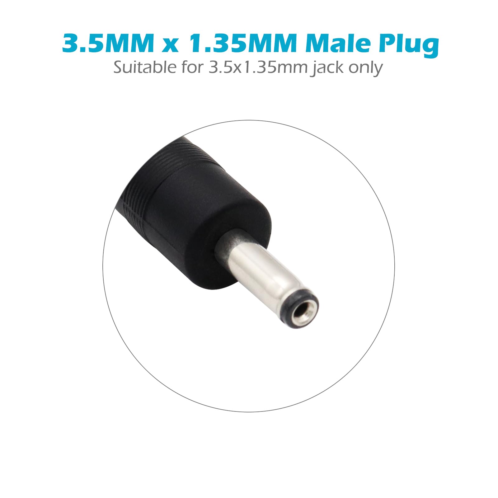 Fancasee DC-Stromkabel, Stecker auf Stecker, 3,5 mm x 1,35 mm, DC-Stecker, Netzteil, Adapterkabel für Überwachungskamera, LED-Streifen, DVR, Router, Rechnungsdrucker, 2 Stück