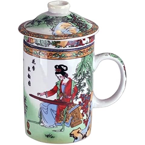 Ceramic Tea Cup with Lid and Strainer Cover